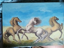 Quadro Originale Glauco Tarquini — Cavalli — Olio su Tela — Firmato