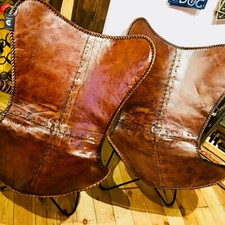 Vintage Pelle Farfalla Sedia Antico Mano Design Pieghevole Rilassarsi Poltrona