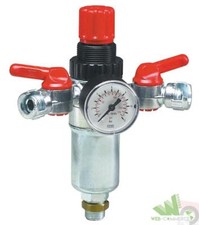 REGOLATORE DI PRESSIONE 2 RUBINETTI MANOMETRO PER COMPRESSORE ARIA  RIDUTTORE