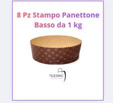 8 Stampi Panettone BASSO 1KG, in Carta di Pura Cellulosa Autoportante Marrone co