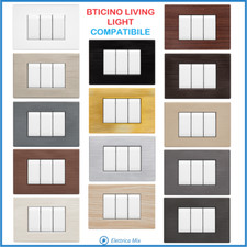 Placca Placche BTICINO LIVING LIGHT Compatibile 3 posti moduli Supporto LN4703 t