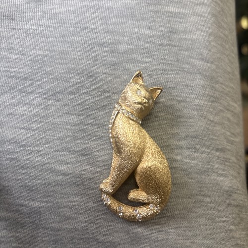 Spilla gatto scaffale strass