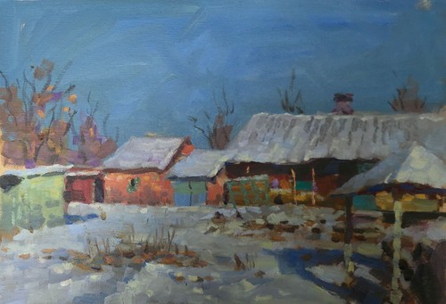 Dipinto olio inverno pittore