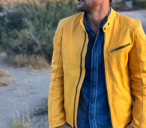 Giacca biker uomo gialla