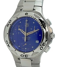 Orologio Cronografo Tag Heuer 39mm Vintage Kirium Quadrante Blu SS! Rif: CL1112-0!