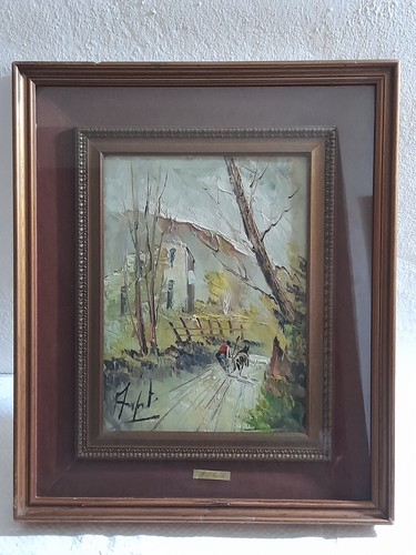 Dipinto olio faesite in - olio, su