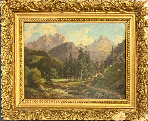 Antico quadro olio paesaggio