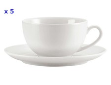 Servizio da Colazione: 5 Tazze con Piattino Porcellana Limonges Bianco - 34 CL
