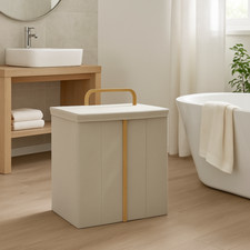 Cesto cesta portabiancheria 2 scomparti con manico biancheria sporca ripiegabile