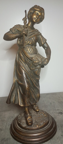 Scultura bronzo donna con - donna,