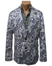 JOHN GALLIANO Blazer Cappotto Sportivo Gazzetta Giornale Paisley Floreale Sfo...