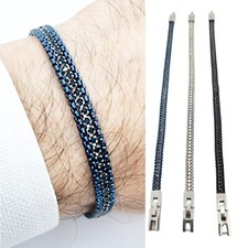 Bracciale tennis da uomo in acciaio inox braccialetto regolabile con zirconi per