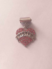 charm sorella cuore pietre rosa pendente adatto per nomination bracciale stile