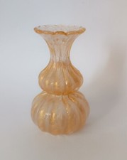 ♥ VASO IN VETRO DI MURANO BAROVIER E TOSO FOGLIA ORO VINTAGE DESIGN