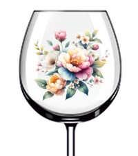 12x decalcomania adesivo vinile rosa pastello floreale colorato bottiglia bicchiere da vino