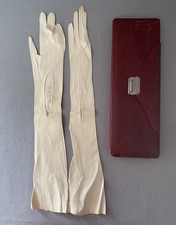 Guanti da opera vittoriani francesi Jossefors in pelle e barella scatola guanti concertina