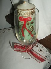 PORTA CANDELA VETRO NATALIZIO NATALE BICCHIERE CENTRO TAVOLA ARGENTO CM 21