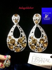 Orecchini Donna Pendenti Argento SWAROVSKI ORIGINALI Giallo Oro Gioielli Ragazza