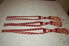 Embrasse per tenda, lotto di n. 3 pezzi,  Rosso e crema, usate