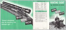 1950 Bausch & Lomb Balvar Balfor Baltor brochure mirino da caccia 4 pannelli.  14"x6"