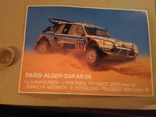 ADESIVO VINTAGE STICKER KLEBER POSTCARD PARIS DAKAR PEUGEOT 405  1988