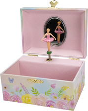 Portagioie Ballerina per Ragazze, Carillon Con Musica, Statuetta Girevole E Spec