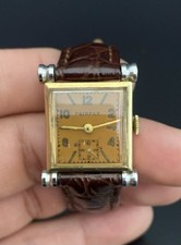 Orologio svizzero Fairfax Art Deco quadrante oro rosa cassa quadrata riempita d'oro 35 mm - FUNZIONANTE