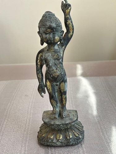 Statua buddha nascita - nascita, bronzo