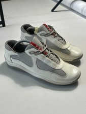 Prada Americas Cup Patent bianco e grigio maglia allenatore taglia 41