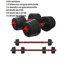 Set Manubri REGOLABILI Palestra Sollevamento PESI 40 Kg Regolabili +1 BILANCIERE