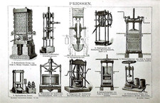 1897 ANTICA STAMPA LITOGRAFICA:PRESSE IDRAULICHE E A VITE.VARIE  Brockhaus.AETNA