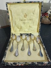 set 6 cucchaini placati Argento Calderoni, con bella scatola in legno e tessuto
