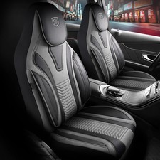 Coprisedili (Pilot) adatti per Ford Fiesta in nero-grigio con tasca posteriore