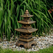 Pagoda giapponese. Lanterna in pietra scultura in pietra 46 cm 14 kg oro ceme...