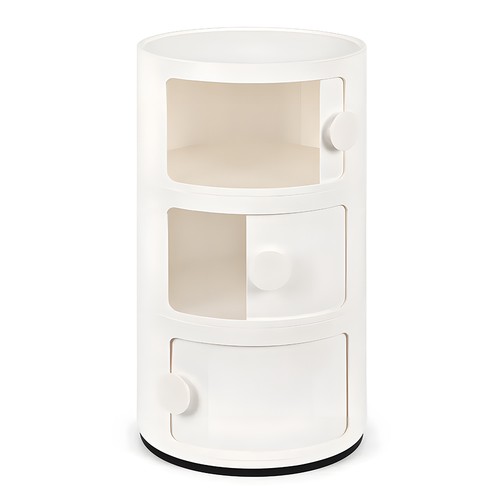 Comodino rotondo bianco 3 - comodino,