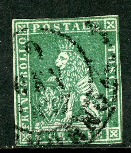 Italia 1851 toscana 4cr green - italia,
