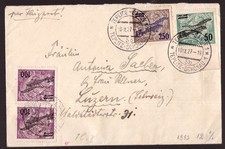 Cecoslovacchia, 1927 copertina posta aerea multifrancata per la Svizzera -HD97