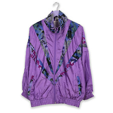 Giacca a vento Vintage viola a fantasia geometrica con zip anni 80 90 - Taglia M