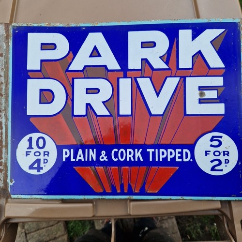 Vintage enamel sign - enamel, drive