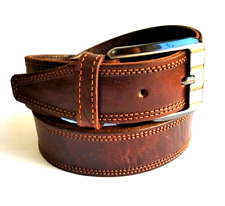 Cintura vera Pelle,MARRONE CHIARO DOPPIA CUCITURA 3,5cm