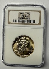 Mezzo dollaro 1942 Walking Liberty NGC MS 64