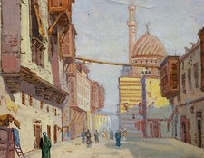 Acquerello Stile Liberty La Moschea Sais Strada A Il Cairo Egitto