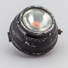 Fanale bici - luce vagone treno - vintage - rotondo - lampadina arancione