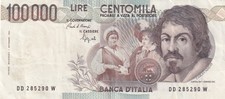 italia repubblica - lotto di 12 banconote da 100000 del caravaggio