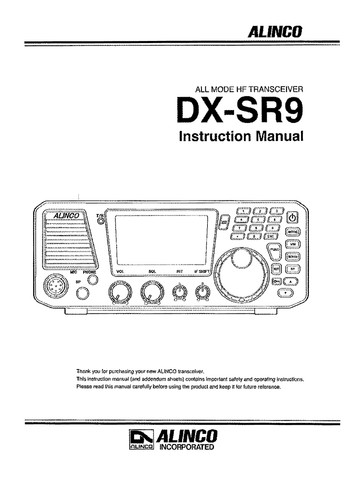 Alinco sr9 - alinco, dx-sr9