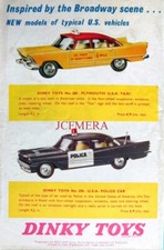 DINKY TOYS USA Police Car, Plymouth USA Taxi ADVERT Vintage 1960 Print Ad 677-24