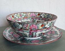 BOWL CON PIATTO IN PORCELLANA CINESE CANTONESE  VINTAGE