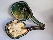 L68-PIPA  SCHIUMA MARE 1800-POLENA NAVE UOMO FUMO SMOKING ASTUCCIO AMBRA REGALO