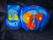 Banca Ippopotamo Blu Cobalto Italia 882 Dipinta a Mano Stile Castel Limoges Arte Ceramica