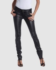 MOSCHINO Jeans Nere Pantaloni Sexy in Ecopelle Leggings Lucidi tg.30